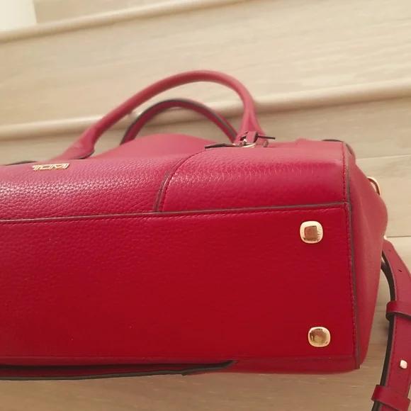 Tumi Stanton Kiran Leather Tote in Raspberry Red - Picture 11 of 15